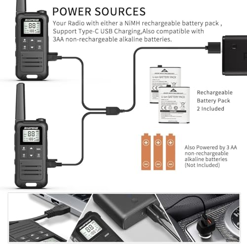 Image of Walkie Talkies Long Range for Adults,FRS Radio Rechargeable Walkie Talkie 6 Pack Baofeng F22 Waki Taki,NOAA,Flashlight,Type-C Charger Wakey Takey for Camping Outdoor Cruise