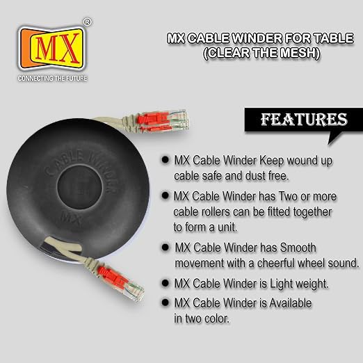 Image of MX Tangle-Free Cable Winder Compact Retractable Cord Organizer for Earphones, USB & Charging Cables Tangle-Free Cable Management for Home, Office & Travel Pack of 2 Cable Organizer for Electronics