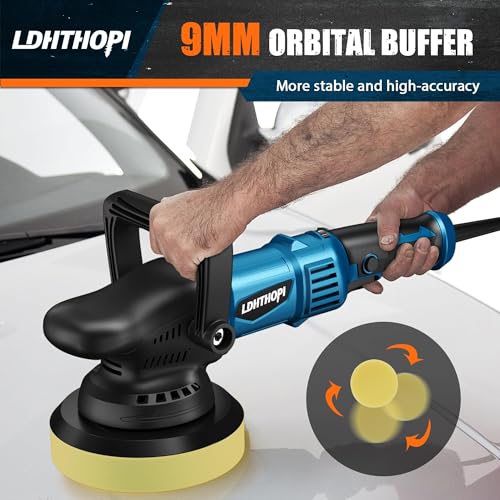Image of LDHTHOPI Dual Action Polisher, 980W 5 /6 Inch, 2026 Upgraded 9MM Random Orbital Buffer Polisher for Car Detailing, 2800-5800RMP, 6 Variable Speed Buffer Polisher with 8 Detachable Pads