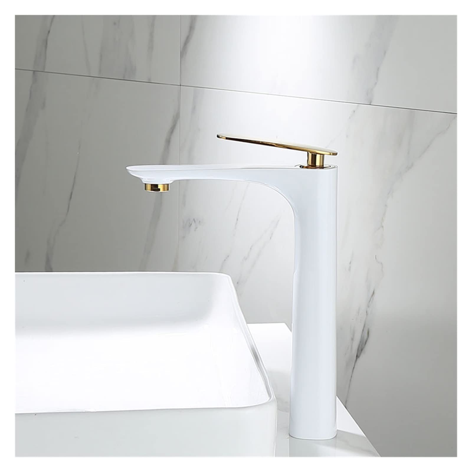 Robinet de lavabo salle de bain mitigeur laiton eau chaude froide or blanc