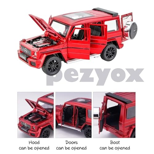 Image of Metal Pull Back Diecast Car 1:32 Mercedes Benz GTR Pull Back Toy Car Model with Sound Light Boys Gifts Toys for Kids (Red)