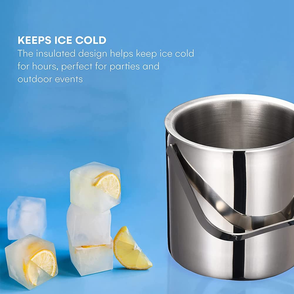 Cubitera Aislada con Tapa - Cubitera de Doble Pared con Compartimento para Pinzas de Hielo - Cubiteras para Contenedores de Cubitos de Hielo