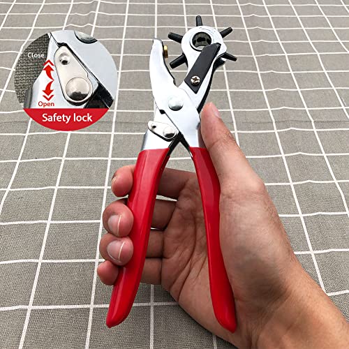 Image of Leather Hole Punch Tool,Belt Hole Puncher,Leather Punch Plier,Revolving Punch Plier Kit Punching,Leather Stamping Tools Used in Various Leather Materials.eg:Belt,Leather,Purse Strap,Watch Strap ect.
