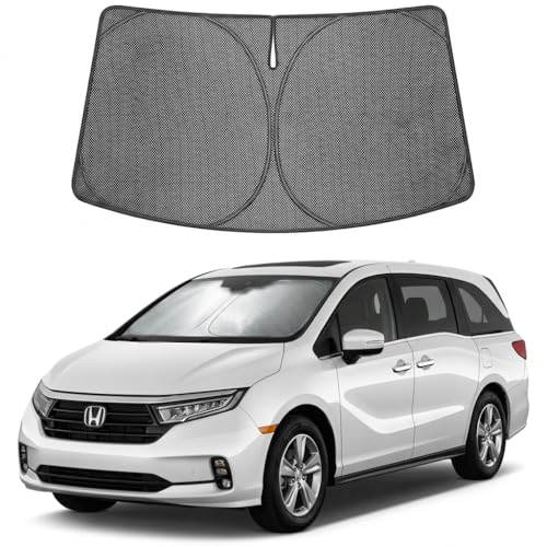 Image of Proadsy Windshield Sun Shade Custom Fit Honda Odyssey 2018-2026 Ice Crystal Black Front Window Sunshade UV and Heat Blocker Foldable Visor Keeps Car Cooler for Summer Parking and Daily Use