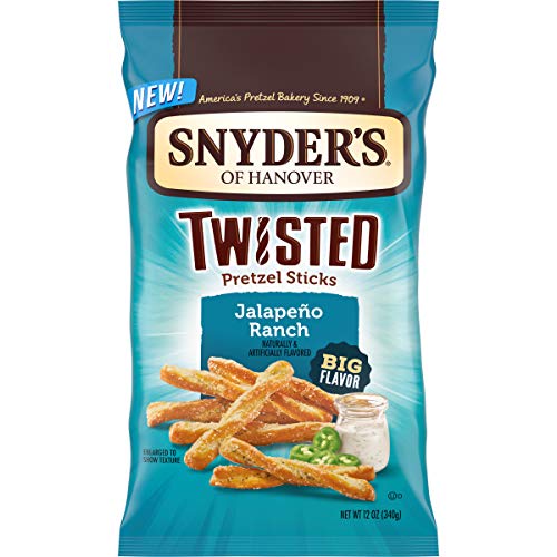 Snyder's of Hanover Pretzels Jalapeno Ranch Twisted Pretzel Sticks, 12 Count Snyder's of Hanover Pretzels Jalapeno Ranch Twisted Pretzel Sticks, 12 Count