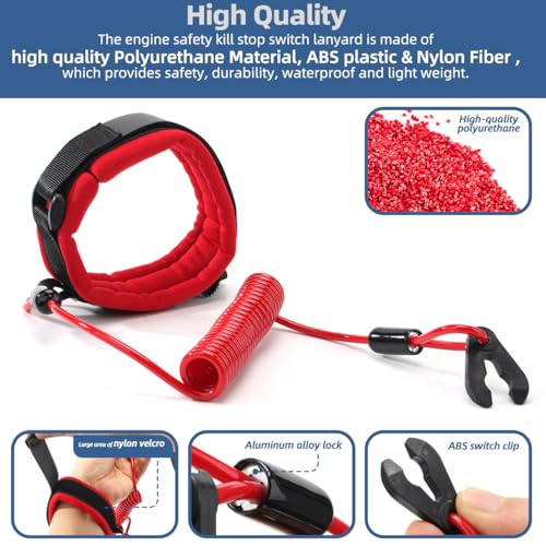 Image of Floating Wrist Lanyard Compatible with Yamaha WaveRunner Mwv-Lancd-00-Rd, Boat Kill Switch Keys Lanyard Fits for Yamaha VX110, WaveRunner FX SVHO 2019, Waverunner GP1800, XLT 800 Jet Ski Wrist Strap
