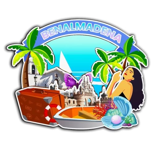Benalmádena Andalucía España Imán para nevera de madera 3D monumentos de viaje coleccionables, decoración hecha a mano -3806