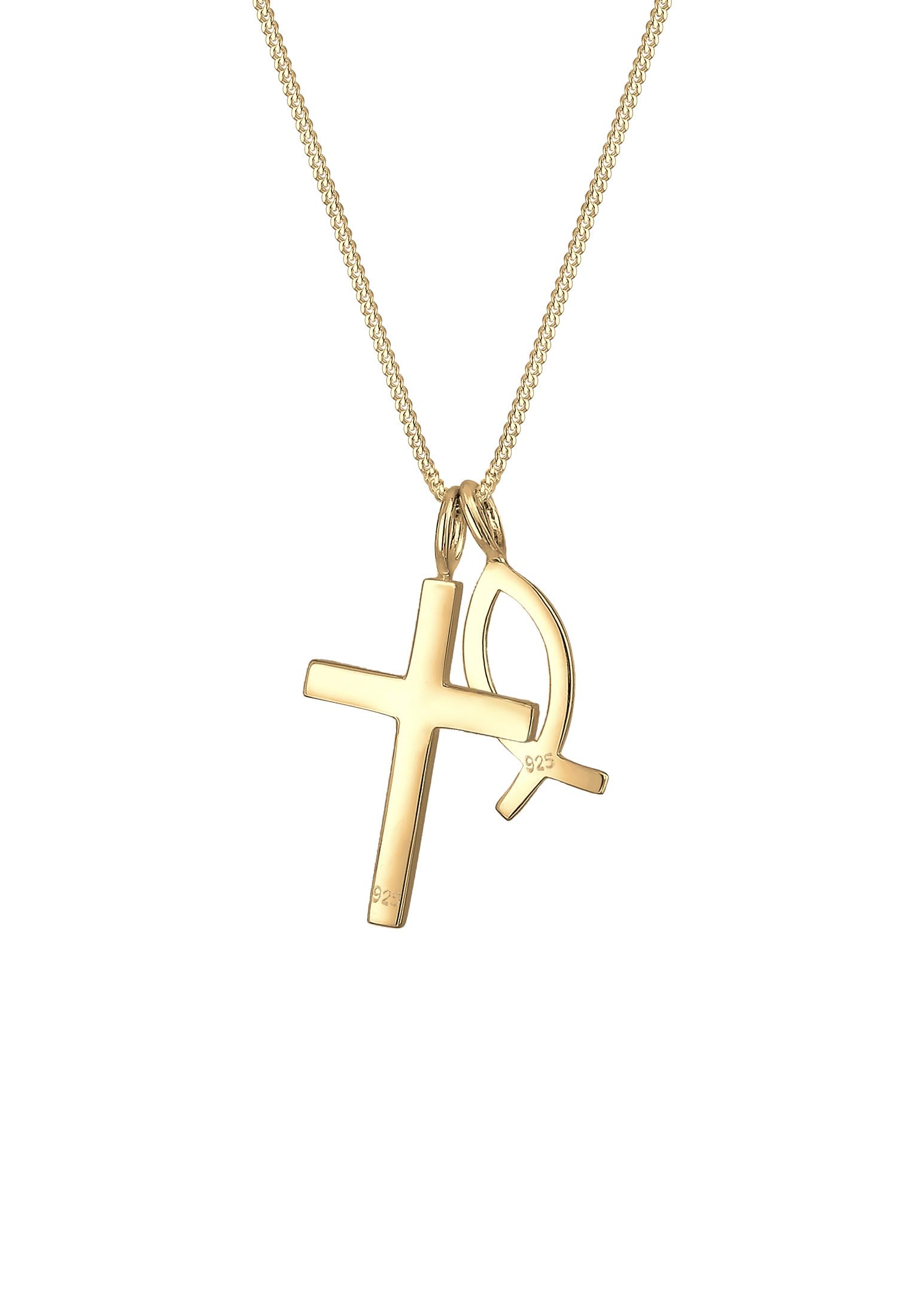 Elli Collares Mujeres Colgante Cruz Pez en Plata de Ley 925