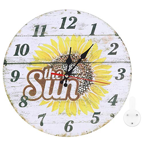 Belissy 30cm Style Vintage Horloge Murale avec Beau modèle de Tournesol for Bureau Bar Décoration