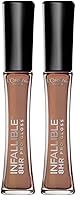 Vista 24 de L'Oreal Paris Maquillaje Infallible Brillo labial hidratante de 8 horas, Fiery, 0.21 onzas líquidas