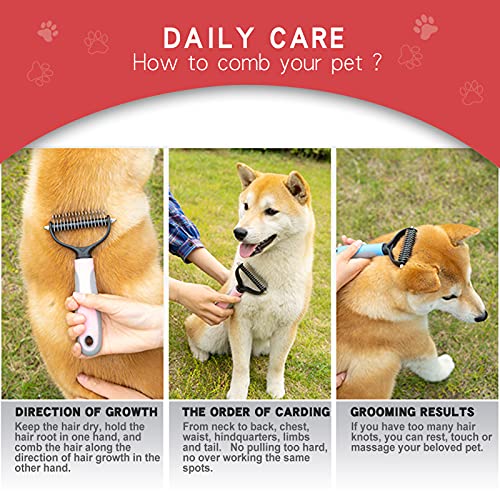 Dog Brush for Shedding Undercoat Rake for Dogs Cats Double Sided Brush for Dematting Comb Grooming Tool Kit Nail Clippers Nail File pink3 Pack Cucciolini Doodles Dog brush for shedding undercoat rake for dogs cats double sided brush for dematting comb grooming tool kit nail clippers nail file pink3 pack cucciolini doodles