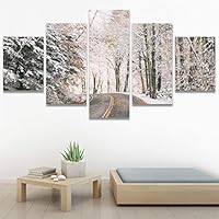 SIGNWIN 5 Panel Canvas Wall Art Winter Trees for Home Decorations Ready to Hang - 60