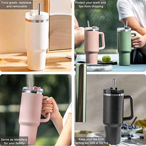 Image of Replacement Straw Compatible with Stanley 40 oz 30 oz Cup Tumbler, 6 Pack Reusable Straw with Cleaning Brush, Plastic, Stainless Steel