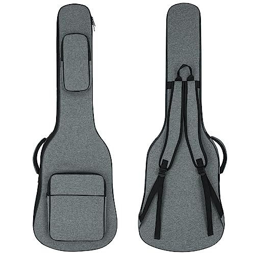 Image of MUZNOTE Electric Guitar Bag Padded Electric Guitar Gig Bag Waterproof Fabric Soft Guitar Case with Neck Strap, Back Hanger Loop, Premium Version, Gray, 39 inch, Modern