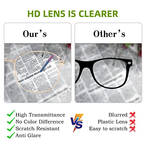 Image of Oversized Metal Reading Glasses Women Men, Large Fashion Blue Light Blocking Computer Readers