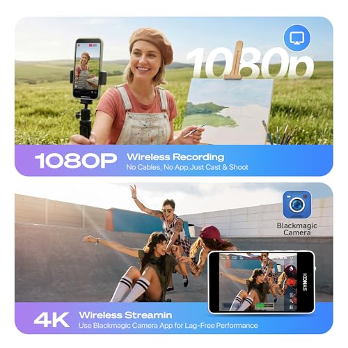 Image of SYNCO Xview Selfie Monitor Screen for iPhone 7-17 Series, Touchscreen Secure Private Wireless P2P, 4K /1080p Magnetic Back Camera Vlog Monitor with 164FT Range for YouTube TikTok Live Streaming (White)