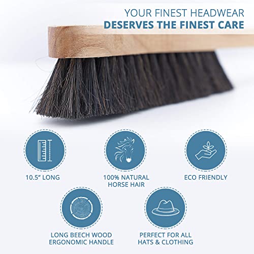Fedora Hat Brush Lint Remover Duster Brushes for Felt Hats 100% Horse Hair (Black) Wood Brush - Image 3