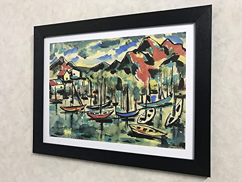 Image of Decoratus� *Harbour Goa* (1946)- Famous Painting by Francis Newton Souza, Wall D�cor Frame. Matt Satin Print with MDF & 2 inchPS Black Frame. Size 16 inchx21 inch