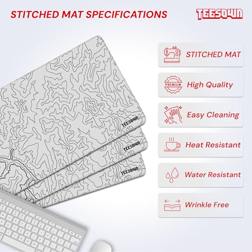 Image of White Canyon Map Stitched Mousepad (11x23) for Laptop, Desktop, PC and Gaming Deskmat (Stitched White 2.O, L)