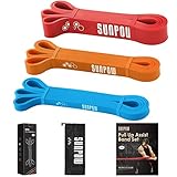 SUNPOW Pull Up Assistance Bands - Set of 3 Resistance Heavy Duty Workout Exercise Crossfit Stretch Fitness Bands Assist Set for Body, Instruction Guide and Carry Bag Included