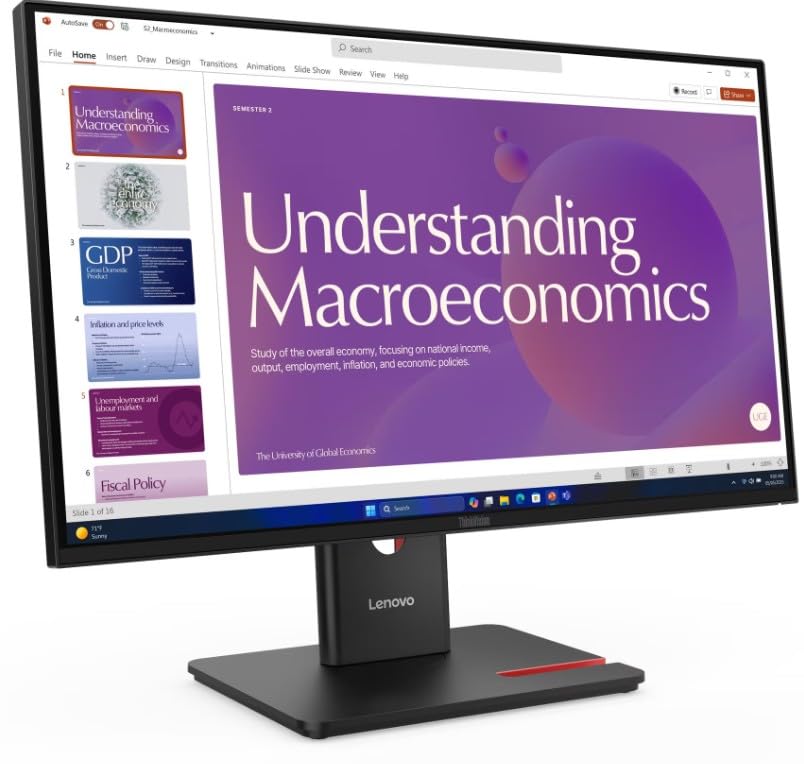 Image of Lenovo ThinkVision T24D-40 23.8-Inch FHD IPS Monitor | VRR 48-120Hz Refresh Rate, USB-C Hub with 100W Power Delivery, RJ45 Ethernet, 99% sRGB, Height-Adjustable Ergonomic Stand, Dual Speakers
