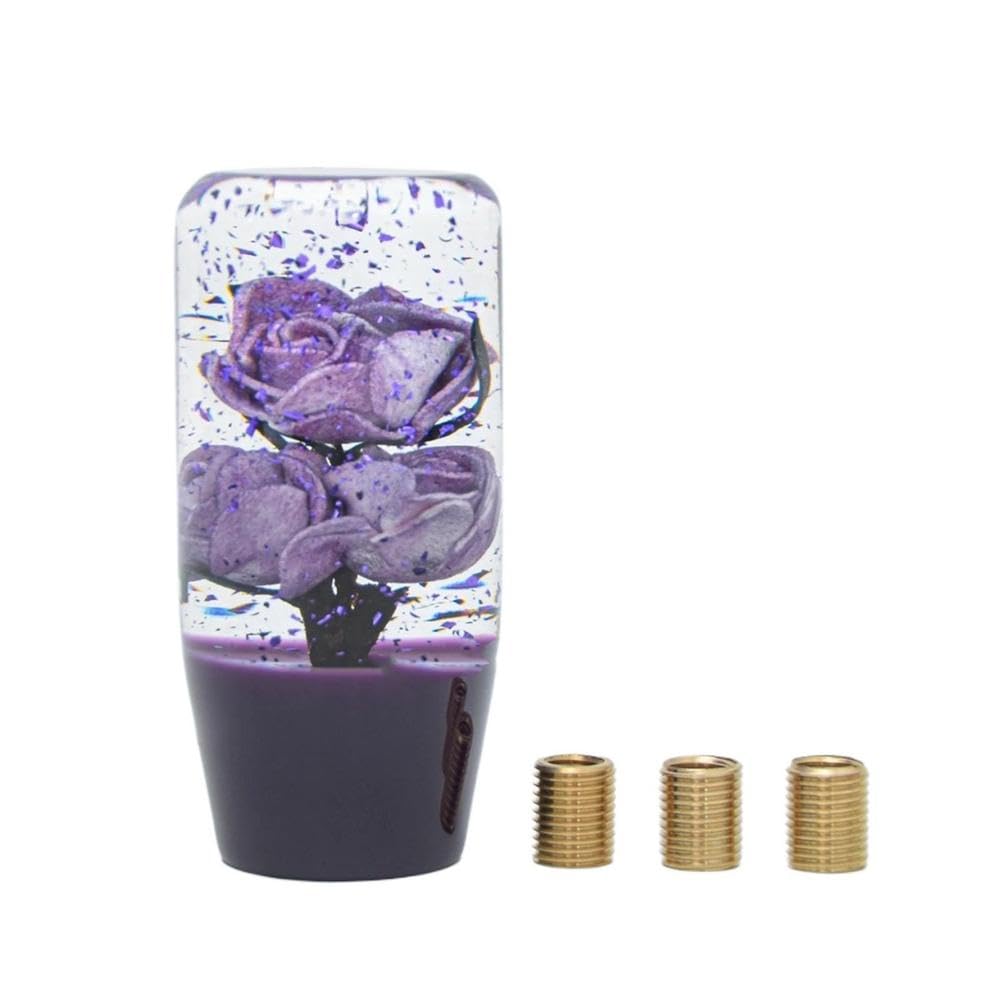 HYASDBWE Flower Gear Shift Knob Universal 10CM Car Manual Transparent Acrylic Flower Gear Stick Shifter Gear Shifter Parts(Purple)