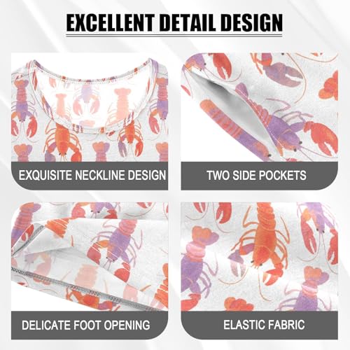 ALAZA Lobster Watercolor Funny Pajamas Short Sleeve 2 Piece Sleepwear Top and Bottom Pajama Set Unisex4