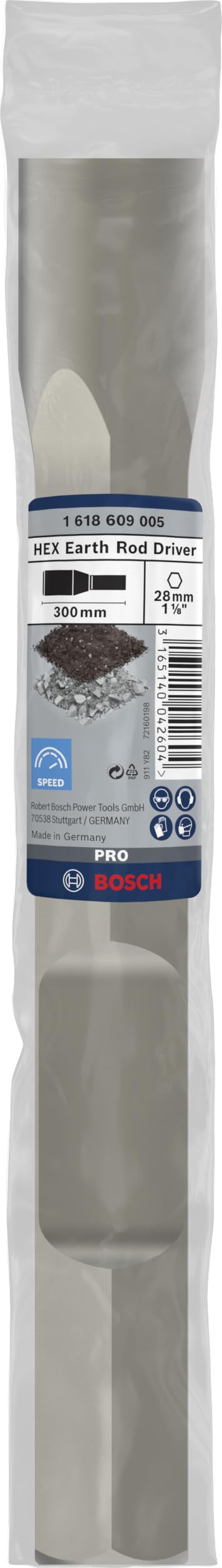 Bosch 1 618 609 005 - Útil para colocación de picas de toma a tierra con inserción hexagonal de 28 mm - 300 mm (pack de 1)