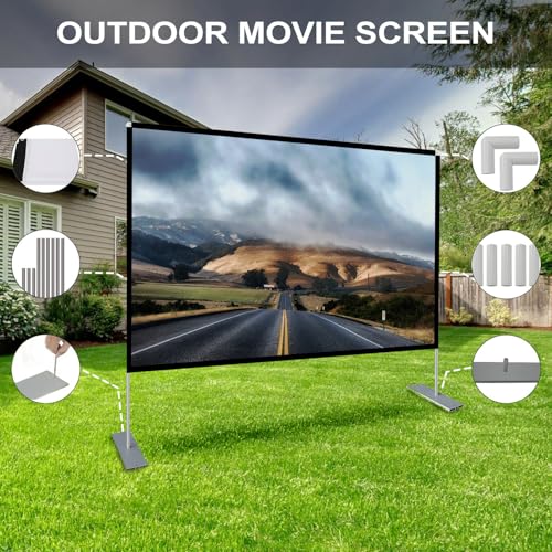 Image of SKERELL Outdoor Projector Screen with Stand : Portable Projection Screen for Outside Theater Home Backyard Movies 80 inch [SKLI-080]