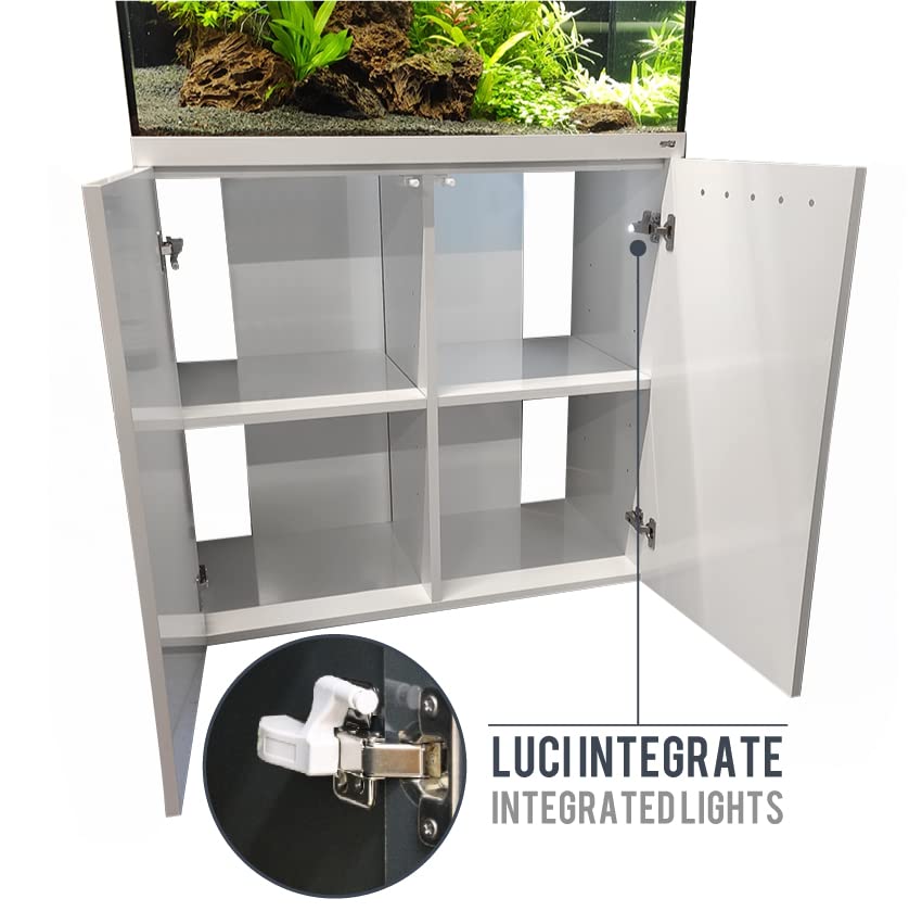 Amtra Alux 220 Led White Combi - Acquario professionale in vetro da 220L con coperchio e mobile in legno, per pesci di acqua dolce e salata, kit professionale, colore bianco