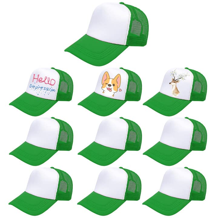 10 Pack Kids Trucker Hats Boys Girls Colorful Baseball Hats Adjustable Sublimation Blank Mesh Plain Baseball Caps