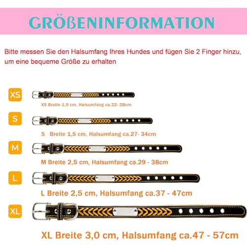 Geflochtenes Hundehalsband aus Leder Personalisierte Leder Hundehalsband mit Namen Gravur Gelb Halsband mit Namenschild für großen Hund Hundehalsbänder L
