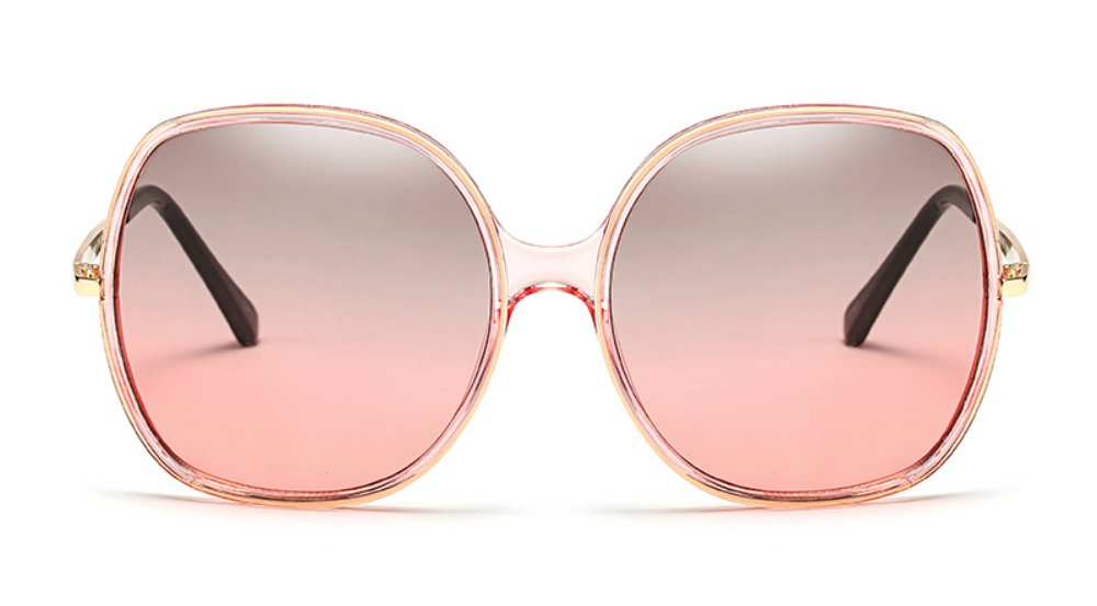 Freckles Mark Damen 70er super-Oversize-Platz Sonnenbrillen für Vintage-rechteckige kunststoffrahmen übergröße rosa-grün