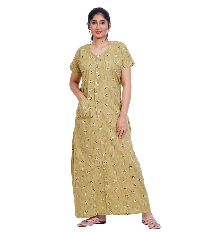 Full Length [L- 4XL] - Women's Full Open/Front Buttoned Multipurpose Nighty for Pregnancy/Elderly/Patient/Feeding/Hospital Purpose Nighty [a Kind of Adaptive Clothing]