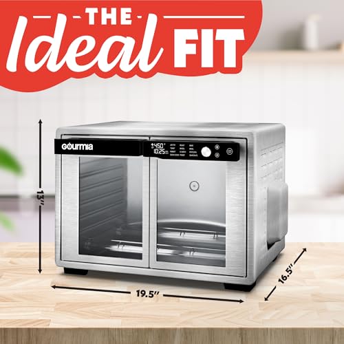 Gourmia French Door Air Fryer Oven - 37 Qt Large Capacity Convection Toaster Oven, FryForce 360°, Digital Display, 12 Cooking Presets, Dehydrate, Fits 13” Pizza, Dishwasher-Safe, Stainless Steel - Image 3