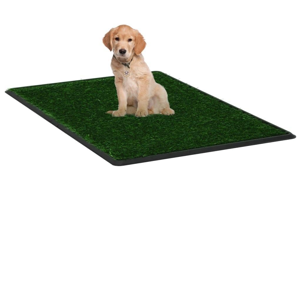 Hundetoiette für Welpen und kleine Hunde mit Kunstrasen 64x51cm, Haustiertoilette mit Auffangschale für Stubenreinheitstraining