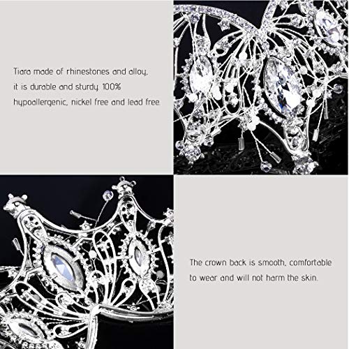 Cocide Silver Crown For Women Baroque Queen Crown And Tiara For Women Crystal Headband Mermaid Crown Princess Tiaras Hair Accessories For Bride Party Bridesmaids Halloween Costume Cos-Play Gift #TOP5