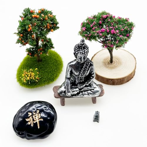 Woohome Mini kit de jardim de areia Zen, mini kit de jardim zen, kit de decoração zen com areia bran