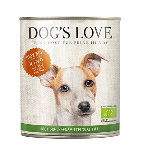 DOG'S LOVE BIO Premium Hundefutter Nassfutter Rind mit Reis, Apfel & Zucchini (6 x 800g)