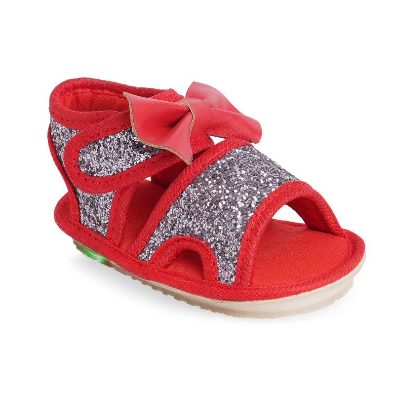 CHIUKids LED Light Sandal with Chu Chu Music Sound & Zari Style Material for Baby Girls