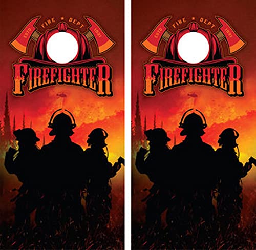 KT Cornhole Wraps Firefighter Cornhole Game Boards Decals Wraps Cornhole Board Wraps and Decals Cornhole Skins Stickers Laminated Cornhole Wraps,24 X 48