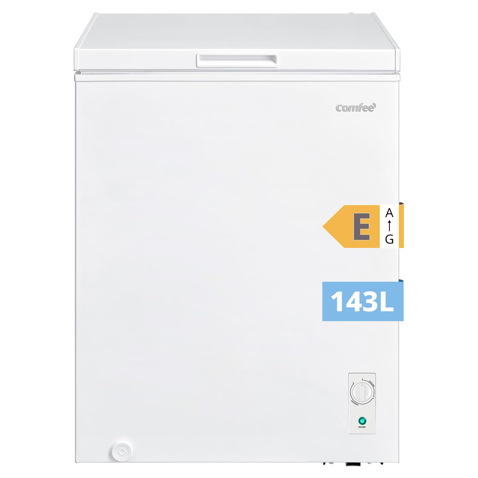 COMFEE' RCC146WH2EU(E) Congélateur coffre autonome 143L convertible congélateur/réfrigérateur, compresseur inverter, 4 étoiles, adapté aux dépendances, garages et abris, blanc [Classe énergétique E] - 2
