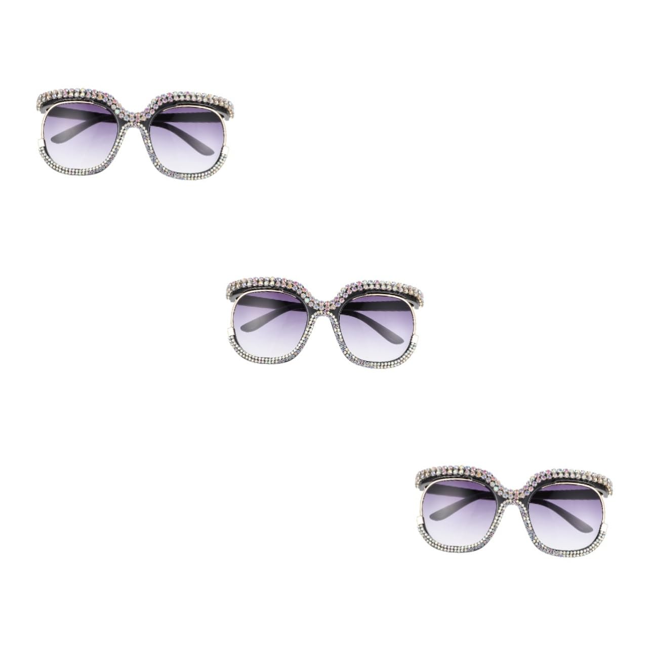 Lunettes de soleil noires à strass idéales pour défilé et shooting mode - 8