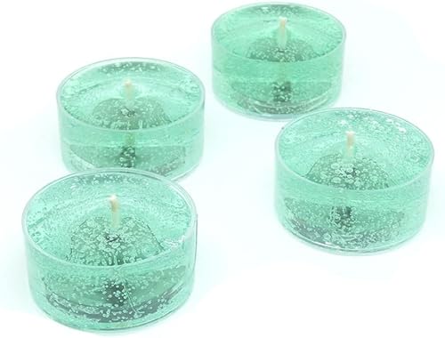 Miniatura 3 de Paquete de 4 velas de aceite mineral de color verde espuma de mar sin perfume a base de hasta 8 horas cada vela de té para bodas eventos especiales