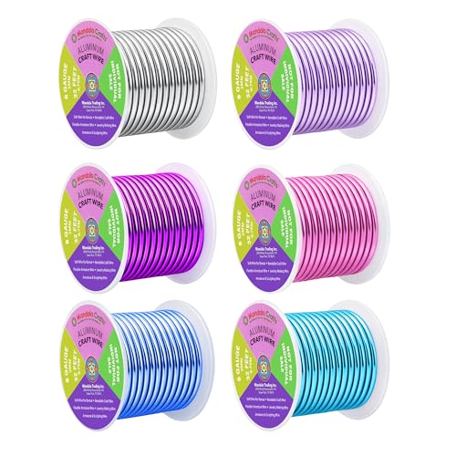 Image of Mandala Crafts 8 GA Turquoise Pink Assorted Anodized Aluminum Craft Wire | 120 FT, Colored, Flexible, Bendable for Bonsai Armature Sculpting Wire Wrapping Jewelry Making, Weather & Tarnish Resistant