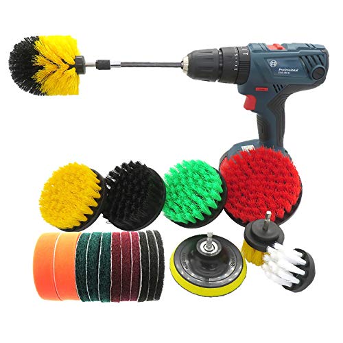 20-Stück-Drill Aufsteckbürste Strom Scrubber Set - Drill Scrub Reinigungsbürste Kit Mit Extend Langer Befestigung Grout Drill-Pinsel-Set (Color