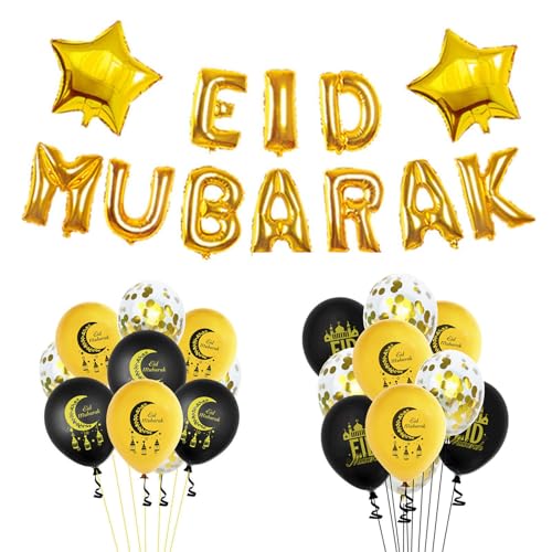 Globos - Película de aluminio de 45,7 cm, 34 piezas para fiesta | Globos estrella de cinco puntas, látex y lentejuelas para decoración del hogar y celebración del Fes