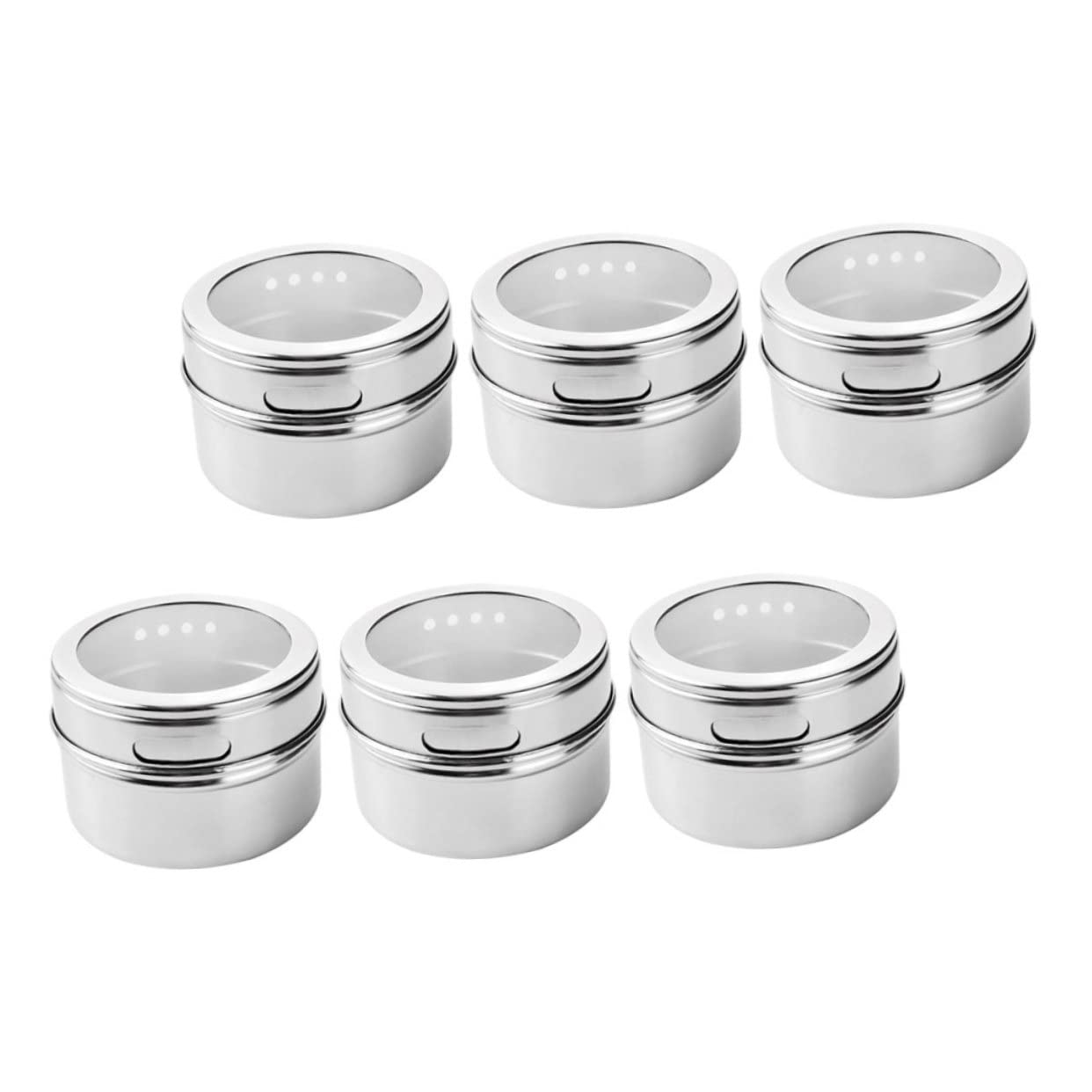 SOLUSTRE 6Pcs Stainless Steel Magnetic Spice Jar Visual Seasoning Container with Space Saving for Home and Outdoor Bbq Easy to Clean Powder Dredgers