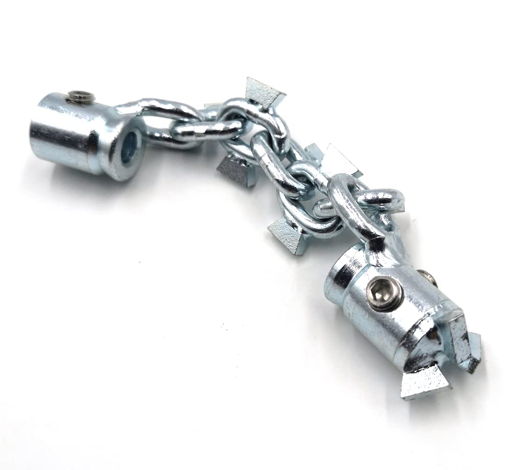 Limpiador de desagües con cabezal de taladro para tubos de 1,25 y 1,5 pulgadas, cable flexible de serpiente para desatascar desagües y tuberías