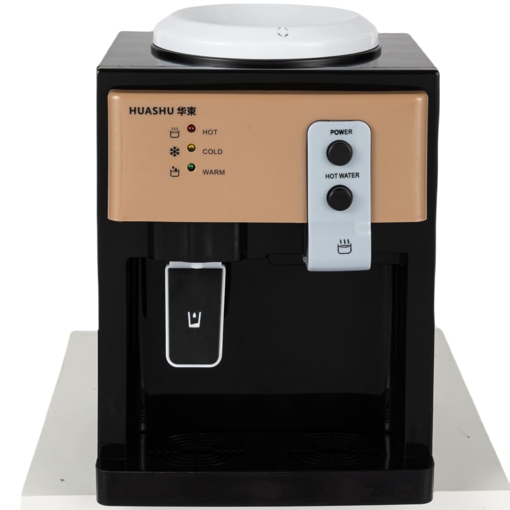 BANEBONE 3-Temperature Desktop Water Dispenser with 304 Stainless Steel Tank | 550W Instant Hot (90?) & 75W Rapid Cool (8?) | Top-Loading Design for Office/Dorm/Camping (6.2lbs, Champagne Gold)
